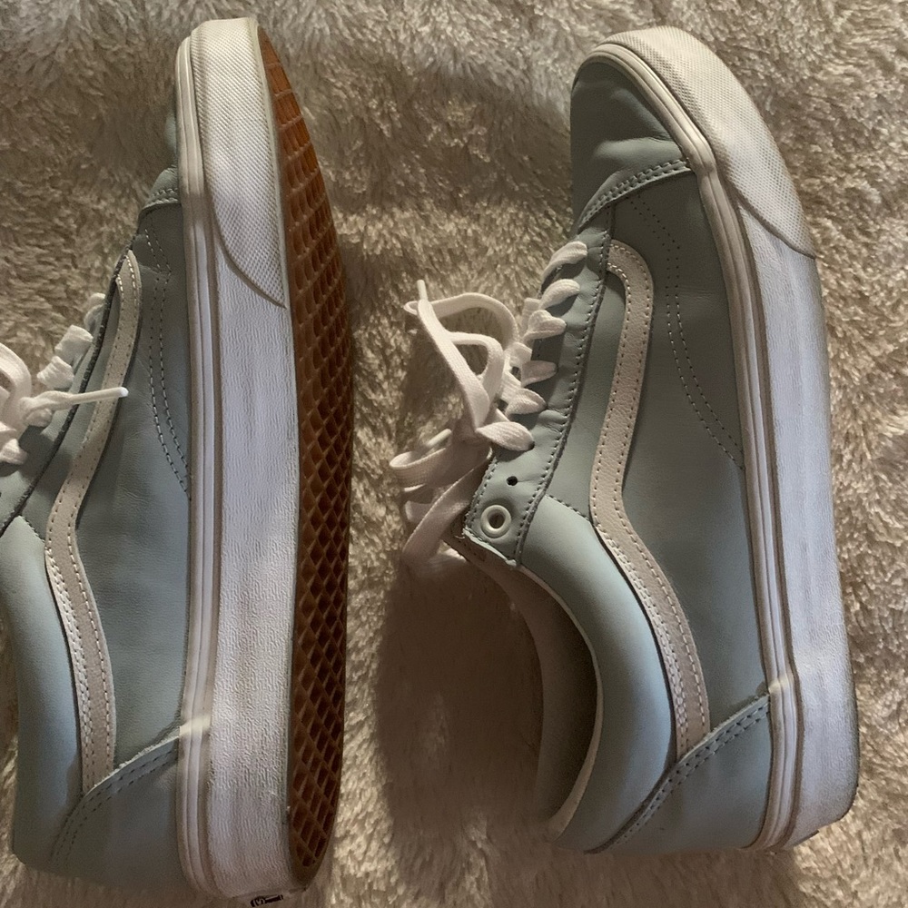 Leather Vans Sneakers - blue/white. Size 9.5M. Great condition! Soft leather.